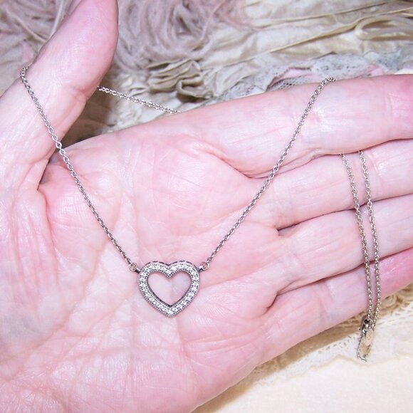 Pandora Sterling Silver Cubic Zirconia CZ Heart Necklace - Picture 2 of 7
